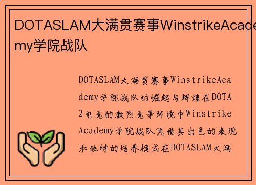 DOTASLAM大满贯赛事WinstrikeAcademy学院战队